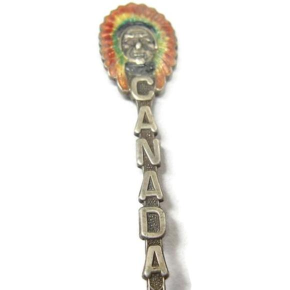 Vintage BM Co. Souvenir Spoon 925 Sterling Silver Canada Indian Head - Picture 3 of 14
